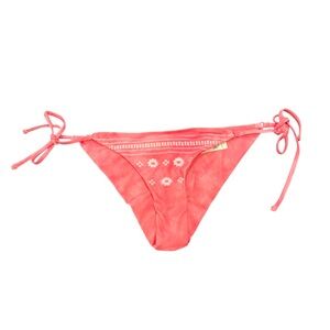 NWT Aerie Side Tie Embroidered Cheekier Bikini Bottoms Pink Size M